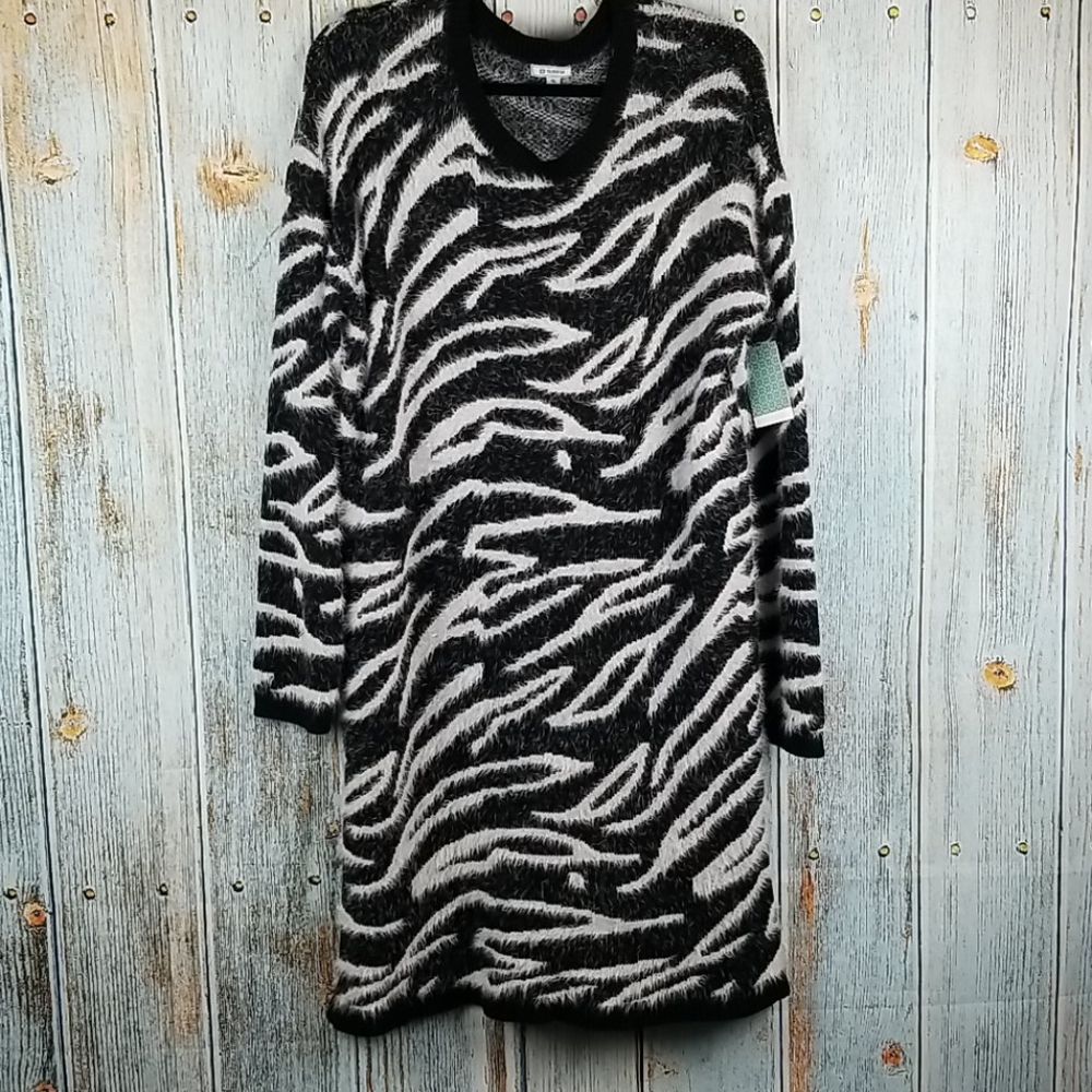 Jacquard Faux Fur Sweater Dress. Super soft and luxurious to touch.